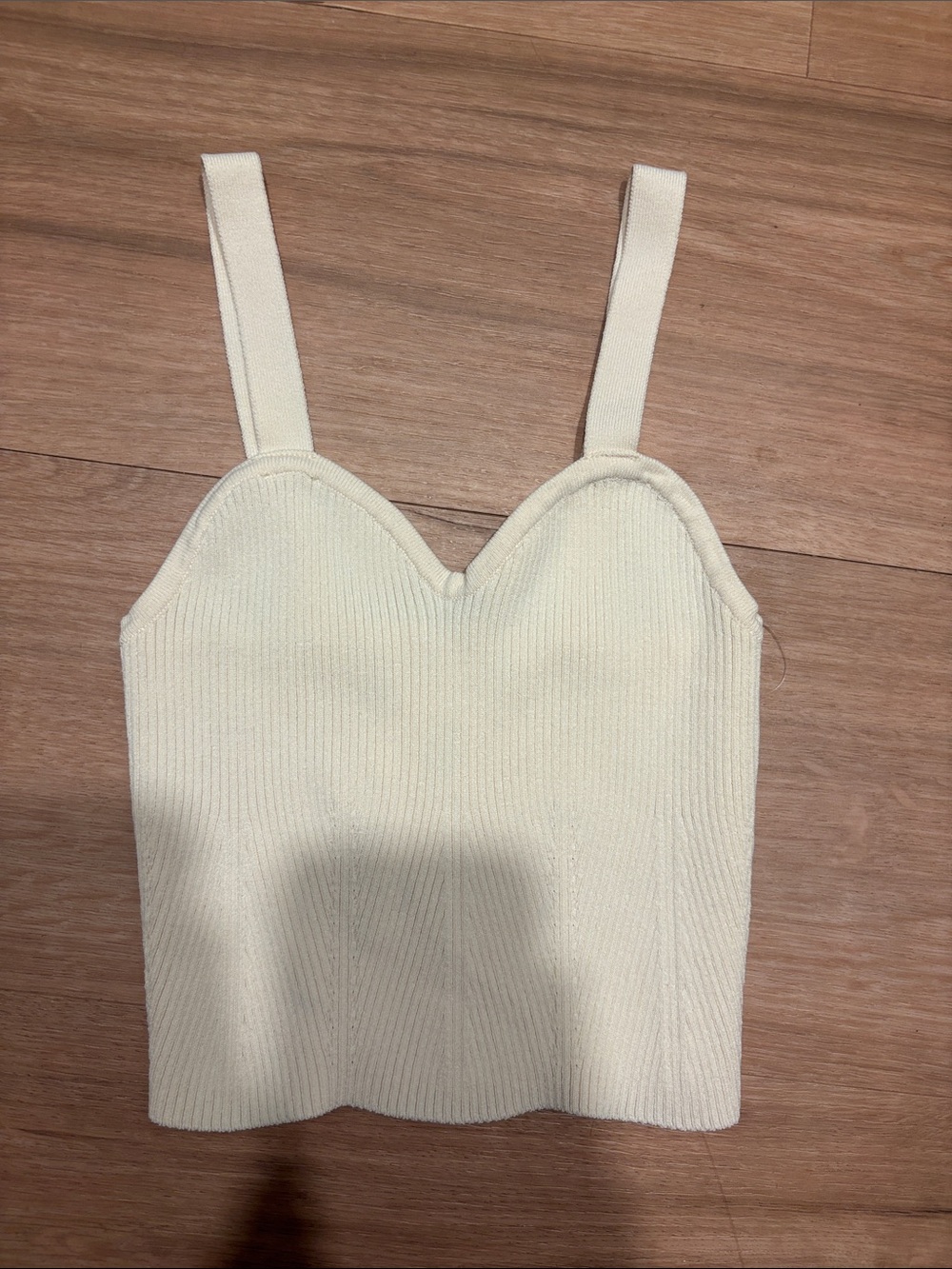 Altar’d state Cream Ribbed Knit Sweetheart Tank Top